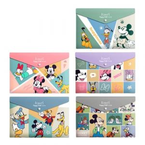 FASHION YO Lot de 5 pochettes en plastique A4, 5 motifs différents de dossiers en plastique avec fermeture à pression, pochettes légères pour documents, bureau, école, organisation pour enfants et (FASHION YO, neuf)