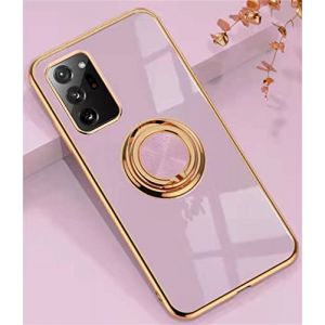 Alihtte Coque pour Samsung Galaxy Note 10, avec magnétique Anneau Rotatif à 360 ° Mince Coque Antichoc Silicone avec Plaque métallique, Aimant Support de Voiture Housse Bumper, Mauve (Lichttech, neuf)