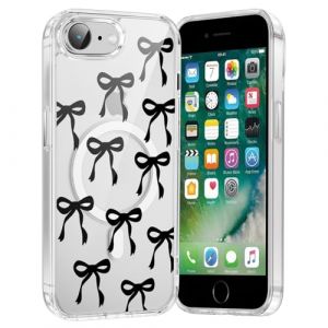 Foonary Magn&eacute;tique Coque pour Apple iPhone SE 4, Transparente Etui en Aesthetic Noeud Papillon Motif Dessin Compatible avec MagSafe Case, Silicone Housse Protection Clear Cover pour iPhone SE 4 6,1",3 (BAROR TRADING, neuf)