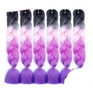 WBLSPA Extensions de Cheveux de tressage de Tresses Jumbo synthétiques pour Femmes Texture Noir Bleu Hair-XD2-24inch-CHINA-6Pcs/Lot (guangzhouliyeshangmaoyouxiangongsi 85244, neuf)