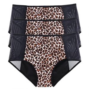 RUNCH Culotte Menstruelle (Pack de 3) Flux Tr&eacute;s abondant, Culotte Femme Taille Haute, Sexy Culotte Incontinence,LeopardPrint-6XL (DDJR, neuf)