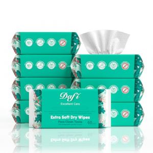 DAFI Lot de 8 serviettes jetables pour le visage, lingettes sèches au total 480 pièces, extra épaisses et douces pour peaux sensibles, démaquillage, nettoyage, allaitement, voyage, 17,8 x 20,3 cm (KELAM LTD, neuf)