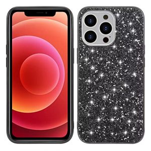 Rnrieyta Miagon Glitter Coque pour iPhone 15 Pro Max,Placage Cadre Paillette Brillant Paillette Très Mince Anti Choc Silicone Bumper Housse Etui de Protection (Miagon, neuf)