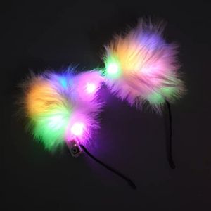 Watreketal Serre Tete,Accessoires de cheveux simples et doux pour femmes, bandeau lumineux pour se laver le visage, serre-tête pour oreilles de chat, cerceau de cheveux multicolore lumineux (Xuanlang Trading, neuf)