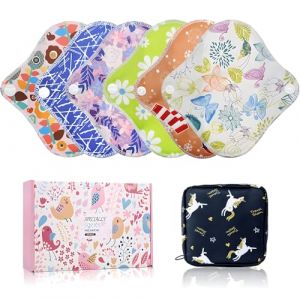 ZCOINS Lot de 6 serviettes hygiéniques réutilisables et lavables pour femme - Taille XS (16,5 cm) - Avec sac de rangement - Serviettes menstruelles en bambou + 1 mini poche (LianMTECHUK, neuf)