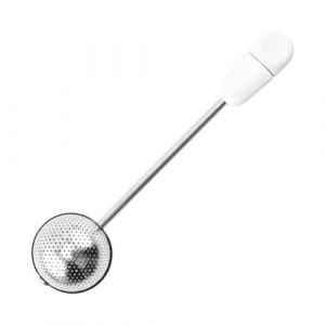 ZORVYN Boule à Thé Infuseur Cuillère Rotative en Acier Inoxydable Filtre Passoire pour Thé en Vrac Accessoire Original avec Manche Blanc (SESINEND, neuf)