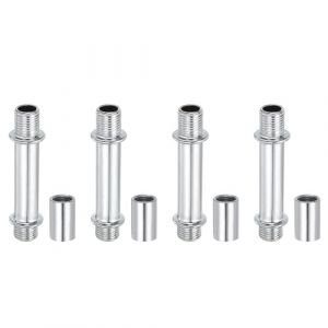 PATIKIL Kit Tige de Lampe &agrave; Tube Droit, 4 Ensemble M10 Acier au Carbone 50mm(1.97") Long Tige Filet&eacute;e &agrave; Double Extr&eacute;mit&eacute; avec &Eacute;crous D'Accouplement Connecteur &agrave; Manchon, Argent&eacute; (PATIKIL UK, neuf)
