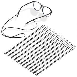 Andibro Lot de 12 Sangles de Lunettes en Nylon,Cordon de Lunettes Ajustables pour Lunettes de Soleil Cha&icirc;ne de Lunettes de Lecture Sangle de Lunettes de Sport pour Hommes Femmes (Noir) (Flypian, neuf)