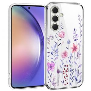Pazpnoy Coque pour Samsung Galaxy S24+/S24 Plus 5G,Transparente Étui avec Exquis Motif Fleur Dessin,Housse TPU Ultra Mince, Silicone Femmes Antichoc Protection Case Cover-3 (Yanzyo, neuf)