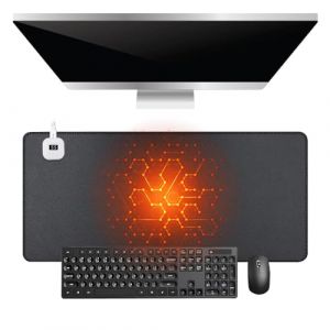 KBIBCK Tapis de Souris Chauffant, 80x33 cm Tapis de Souris avec Fonction Chauffante, Tapis de Bureau Chauffant avec 5 Niveaux de Chaleur et Arr&ecirc;t Automatique 4h pour Bureau &agrave; la Maison Hiver (Noir) (Dong Guan Shi Di Sheng Mao Yi You Xian Gong Si, neuf)