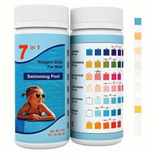Joyzakzak 7 en 1 Bandelette Piscine, 100 Test Piscine Bandelettes Testeur Piscine et Spa, Languette Piscine Test Eau Piscine Test ph,Chlore Le Brome, la Duret&eacute; Totale, l&rsquo;Acide Cyanurique (7IN1) (Youqu-EU, neuf)