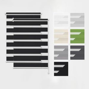 Estika Store Enrouleur Jour Nuit Klemmfix sans perçage, 2 pièces dans Le Set - 90 x 120 cm - Noir - Store à enroulement, Double Tissu, pour fenêtres intérieures, Store Duo (Estika, neuf)