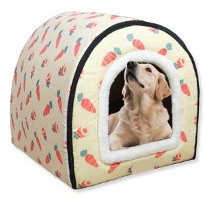 Niche pour chien 2 en 1 avec lit pour chien, niche chaude et lavable, grande grotte pour animaux de compagnie imperm&eacute;able et de luxe amovible, lit igloo anti-anxi&eacute;t&eacute; pour chats pour int&eacute;rieur et (Waigg Kii, neuf)