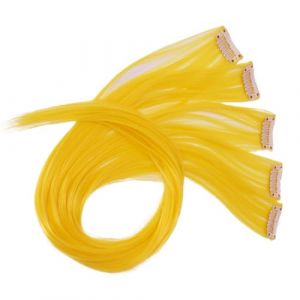 CAISHA 60 cm Coloré Mèche Mèches Extension à Clip Extension De Cheveux Cheveux Raides Longs Postiche Jaune BST121 (PRETTYSHOP, neuf)