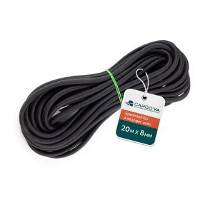 CargoVA - Corde &eacute;lastique 8mm 20m Noire - Corde Extensible 80% d&rsquo;&eacute;lasticit&eacute; - Corde r&eacute;sistante aux intemp&eacute;ries pour remorques, voiles d'ombrage, b&acirc;ches, etc. (CargoVA, neuf)