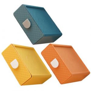 BIUDECO 3 pi&egrave;ces Bo&icirc;tes de Rangement Tiroir pour Bureau et Cosm&eacute;tiques Organiseur Transparent Empilable Conteneur de Stockage Papeterie Grand Volume Orange Jaune Bleu (XUETN, neuf)