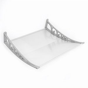 Belfoyer Porte d'entrée Auvent, Contre Pluie Neige UV, Porte Toit Marquise Abri Protection en Polycarbonate, Toit de Porte pour Garage, Balcon, Fenêtre, Extérieur (60 * 100 cm, Gris-Blanc) (zvzhano, neuf)
