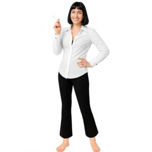 NUWIND Costume de Mia Wallace pour Femme Perruque BOB Chemise Blanche Pantalon Evas&eacute; Noir Fausses Cigarettes Cosplay pour F&ecirc;te d'Halloween D&eacute;guisement (Blanc, M) (NUWIND, neuf)