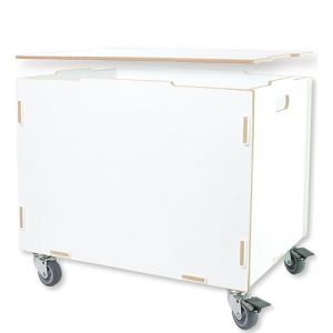 clipfritz - Caisse avec roulettes et couvercle 45,5x34,5x39,5cm (Bois MDF) - Caisses de rangement avec Poignées - Bac de rangement pour livres, jouets, chambre d'enfant, bureau (Coffre en bois blanc) (5ELF GmbH, neuf)