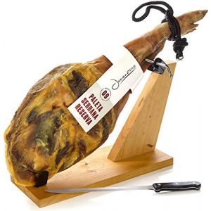 Jambon Serrano Espagnol (Épaule) Réserve Duroc + Support à Jambon + Couteau 4.5-5 Kg - Jamón Serrano (JAMONPRIVE, neuf)