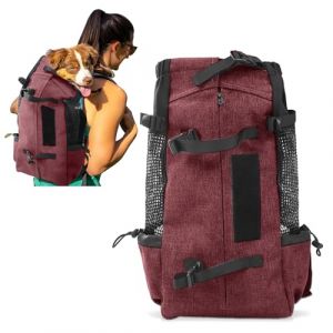 PETCUTE Sac à Dos pour Chien Randonnée Sac a Dos de Transport pour Chat Chien Respirant Double Sac à Dos pour Moyen Animaux jusqu'à 10 kg Rouge (PETCUTE, neuf)