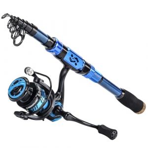 Sougayilang Canne &agrave; p&ecirc;che t&eacute;lescopique, 24 tons, fibre de carbone, si&egrave;ge moulinet usin&eacute; CNC, poign&eacute;e EVA confortable, canne &agrave; p&ecirc;che de voyage, pour la p&ecirc;che &agrave; la truite basse, 3 m (Sougayilang- EU, neuf)