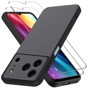 LYJERRY Coque Protection avec 2 Verre Compatible avec Doogee Note 56 / Note 56 Pro / 56 Plus Coque Souple Noir, Verre tremp&eacute; pour Doogee Note 56 Portable Antichoc Silicone &Eacute;tui Film Protecteur (HappyAmz, neuf)