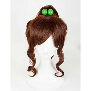 MAOMA Perruque Cosplay Anime,Sailor Moon Sailor Jupiter Perruque，Ponytail Perruque,avec Filet de Cheveux Gratuit,pour Fête Carnaval Halloween Perruques(Color:Marron foncé) (good stuff A, neuf)