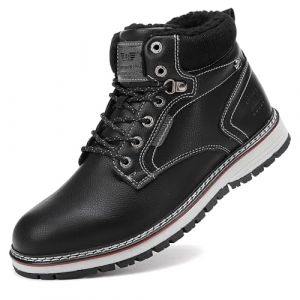 AX BOXING Chaussure Homme Hiver Chaussure Chaud Fourr&eacute;es Bottine Cuir Antid&eacute;rapant Bottes Neige Lacet Chaussure Montante Taille 41-46 EU (Noir_B, 43 EU) (AX BOXING, neuf)