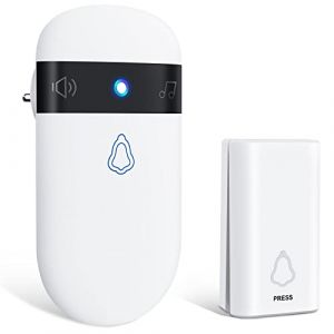 Sonnette sans Fil Etanche, Carillon sans Fil sans Pile, 150M Bouton Sonnette Auto-Alimenté avec 52 Carillon,5 Mode Volume, Alerte LED, Utile pour Porte de Maison, Bureau (JelenaDarbi, neuf)