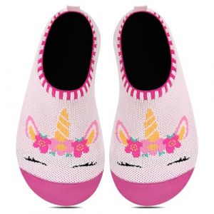 Kyopp Chaussons Enfants Garçons Respirant Pantoufles Filles Doux Antidérapant Chaussette Chaussures Unisexe（Licorne - Rose 24/25 EU） (QingCiEU, neuf)