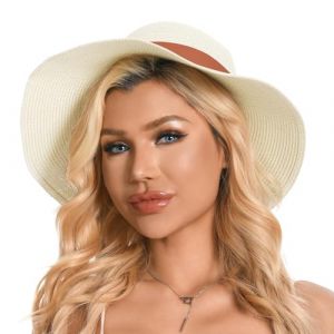 Gajaous Chapeaux de Paille de Plage pour Femmes, Chapeau de Plage UV d'&eacute;t&eacute;, Chapeau de Paille &agrave; Large Bord Pliable pour Filles (Gajaous, neuf)