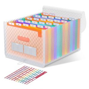 ThinkTex Trieur 26 Compartiments, A4 Trieur Document avec Couvercle, Portable Plastique Valisette Trieur Accordeon, Accordéon Organiseur de Dossiers de Fichiers - Orange (ThinkTex EU, neuf)