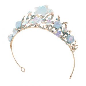 Hemobllo Couronnes de Princesse pour Femmes Coiffe Sir&egrave;ne Strass Couronne Coquillage Strass Diad&egrave;me Sir&egrave;ne pour Femmes pour Filles Accessoire de D&eacute;guisement (Leopolerd, neuf)