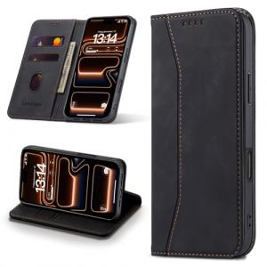 Leaisan Coque pour iPhone 17 Pro, Housse Pochette de Portefeuille, &eacute;tui Cuir PU [Porte Carte Credit] [Fonction Stand] [Magn&eacute;tique] Flip Case &agrave; Rabat Rabat pour iPhone 17 Pro - Noir (Leaisan-EU, neuf)
