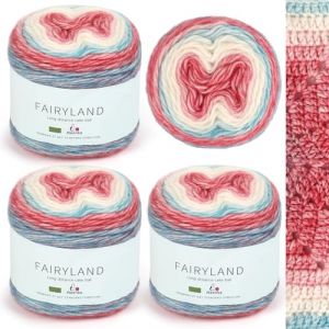 Aeelike Laine Crochet D&eacute;grad&eacute; de Couleur, 400 g (4 x 100 g) de Laine &agrave; Tricoter, D&eacute;grad&eacute; de Couleur, Super Douce, Pelote de Laine pour Crochet, Pull &Eacute;l&eacute;gant, Chapeau, &Eacute;charpe, Rouge Bleu (EuErYang, neuf)