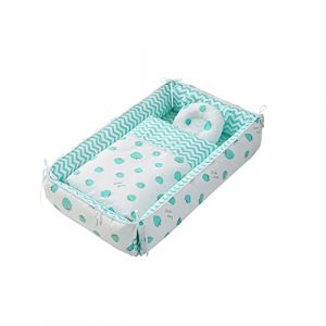 UNISTRENGH Lit Evolutif Bebe Reducteur De Lit Bebe Cocon De Sommeil Bebe Coton BéBé Amovible et lavable 100cm x 60cm (Bleu fraise) (TentHome, neuf)
