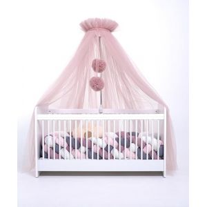 Baby Fancyroom Ciel de lit de bébé en tulle, lit d'appoint, moustiquaire, décoration de chambre de bébé, baldaquin pour chambre d'enfant, 165 cm de long, avec pompons, taupe (vieux rose) (Baby Fancyroom, neuf)