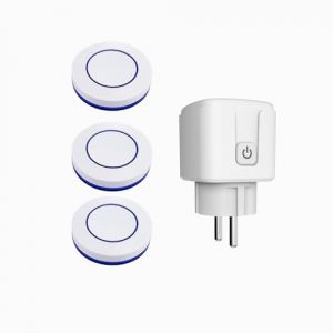 HYHIOTS Prise Telecommande Sans Fil, Prise Connect&eacute;e Ext&eacute;rieure RF433 MHz &eacute;metteur Radio &Eacute;metteur + R&eacute;cepteur Commande Sans Fil 100m, 3500W Max Commutateur Sans Fils (3 interrupteur 1 r&eacute;cepteur) (HYHIOTS SMART LIFE, neuf)