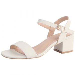 WUIWUIYU Sandales Femme &Eacute;t&eacute; Talon Haut Chaussure Escarpins Bout Ouvert Bride Cheville Sandales &agrave; Talons 5CM -Blanc 36 (wuiwuiyu, neuf)
