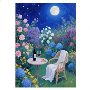 JISHSHAY Diamond Painting Rond Jardin Nuit Diamant Painting Perles Rondes Paysage Peinture Diamant Bricolage Adulte Kit Broderie Puzzle Adulte Point de Croix Canevas Kit Complet 30&times;40 cm (PUTIBUTUI-EU, neuf)