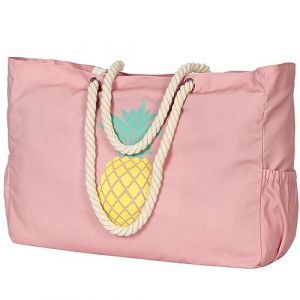 AIREE FAIREE Sac de plage - Motif Ananas - Sac de Plage xxl - Étui pour Téléphone, Décapsuleur et Porte-clés - Sacs de Plage pour Femme avec Fermeture Éclair (Airee Fairee, neuf)