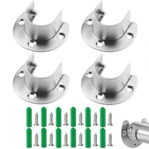 AZWOOD Support Tringle Penderie, 25 mm Fixation Tringle Rideaux en Forme de U Douilles de Poteau de penderie en Acier Inoxydable avec vis Extrémité de Tige de penderie Robuste soutient Le (25mm,4pcs) (Huimei EU, neuf)