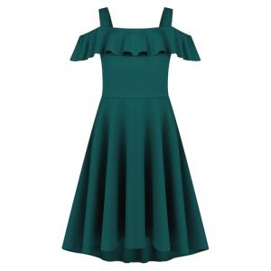 Arshiner Robe pour Filles Robes D'été pour Enfants Robes à épaules dénudées Robes de fête pour Adolescentes Robes de Soirée pour Adolescentes Robe de Soirée Trapèze Verte 11-12 Ans (Arshiner Store, neuf)