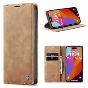 Lanranwa Coque pour iPhone 15 Pro Max 5G，Housse en Cuir PU Premium，Pochette de Portefeuille Flip Case，Porte Magn&eacute;tique Coque &Eacute;tui，Flip Coque pour iPhone 15 Pro Max - Marron (Lanranwa, neuf)