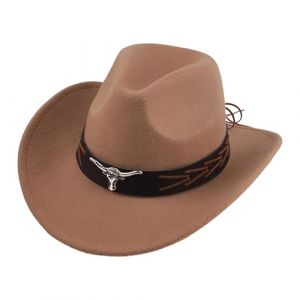 QIUhhpuy Chapeaux Cowboy Style Western pour Hommes,Chapeaux Fedora &agrave; Large Bord pour Femme,Costume De Cowgirl,Chapeau Western, De Soleil Chapeau D'&eacute;Quitation (QIUhhpuy, neuf)