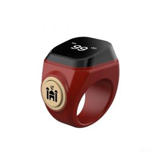 Bague de compteur Tasbih rechargeable intelligente avec corps en ABS &eacute;tanche, chargement USB, port&eacute;e de 99 999 points pour Zikr et pri&egrave;re en tailles de 18 mm, 20 mm, 22 mm (22 mm, marron) (Shoufeitec, neuf)