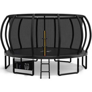 Devoko Trampoline Extérieur Ø 228/305/366/427 cm, Certifié GS, pour Enfants, avec Filet de Sécurité, Couverture de Protection, Design Citrouille, Capacité de Charge 150 kg (Noir, 427 cm / 14 FT) (Mainwin Store, neuf)