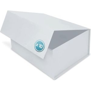 Bo&icirc;te Cadeau avec Couvercle - 45x35x20cm - Coffret Carton avec Fermeture Magn&eacute;tique - Id&eacute;al pour Anniversaire, Mariage, No&euml;l, Naissance - Emballage en Blanc pour Pr&eacute;sent - Pack de 10 (VerpackungsWelt-DE, neuf)