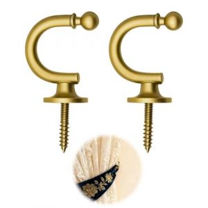 2 Pi&egrave;ces Embrasses de Rideau &agrave; T&ecirc;te Ronde, Embrasse pour Rideaux en M&eacute;tal Crochets Muraux pour Fen&ecirc;tre pour Rassembler Les Rideaux, Crocher ou Sacs (Or des Sables) (QiShiQuan, neuf)